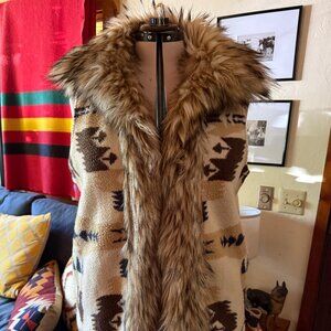 Tasha Polizzi Faux Fur Trimmed Southwestern Vest